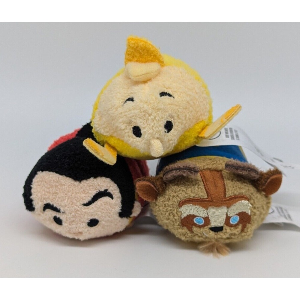 Disney Tsum Tsum Mini Plush 3.5" Beauty and the Beast Gaston Lumiere Lot of 3
